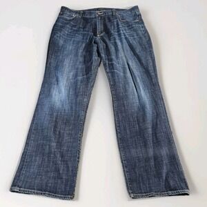 Lucky Brand 361 Vintage Straight Jeans Mens 40x32 Selvedge Denim Distressed Hem
